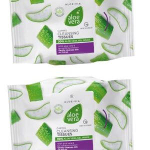 LR ALOE.VIA Aloe Vera CARING CLEANSING TISSUES Double Set (2 x 25 pieces)